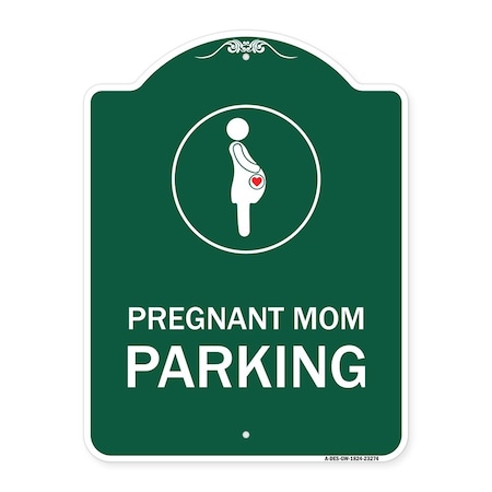 Signmission Pregnant Mom Parking W/ Graphic, Green & White Aluminum Architectural Sign, 18" x 24", GW-1824-23274 A-DES-GW-1824-23274